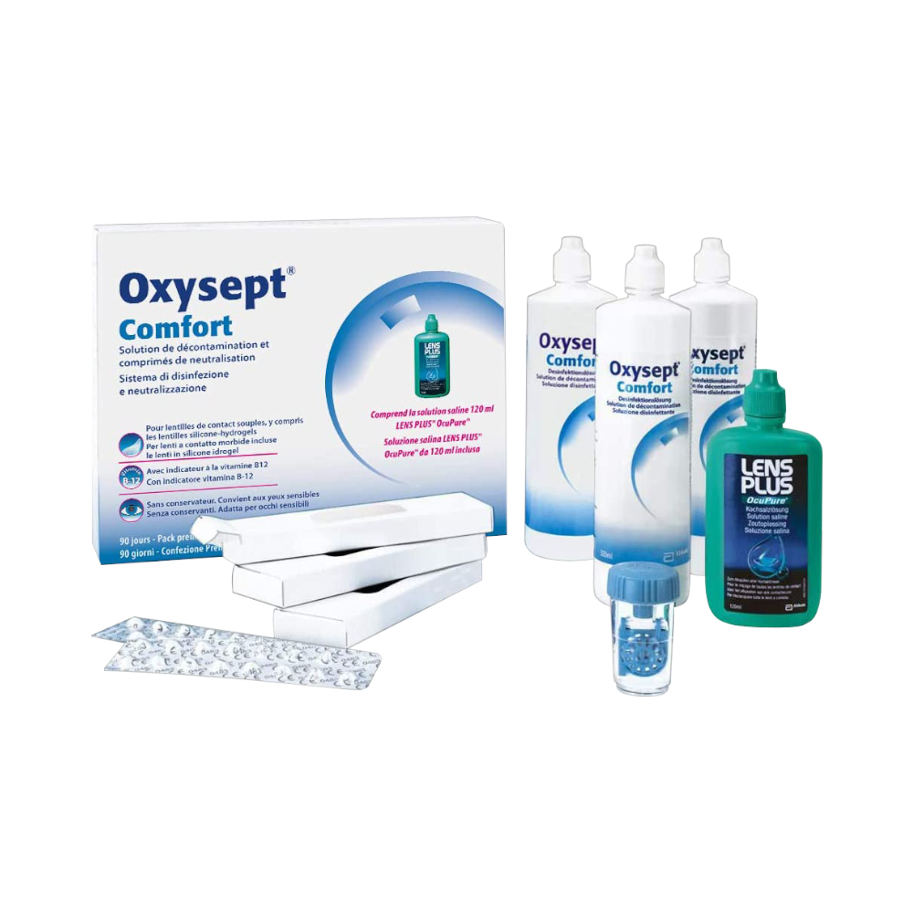 Oxysept Comfort - 3x300ml + 90 tablets + 120ml Lens plus